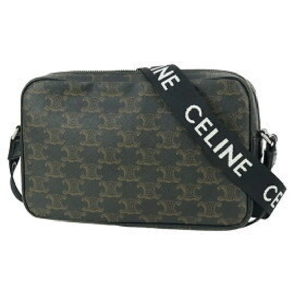 Celine Shoulder Bag Messenger Triomphe Calfskin Black Crossbody - Picture 1 of 6
